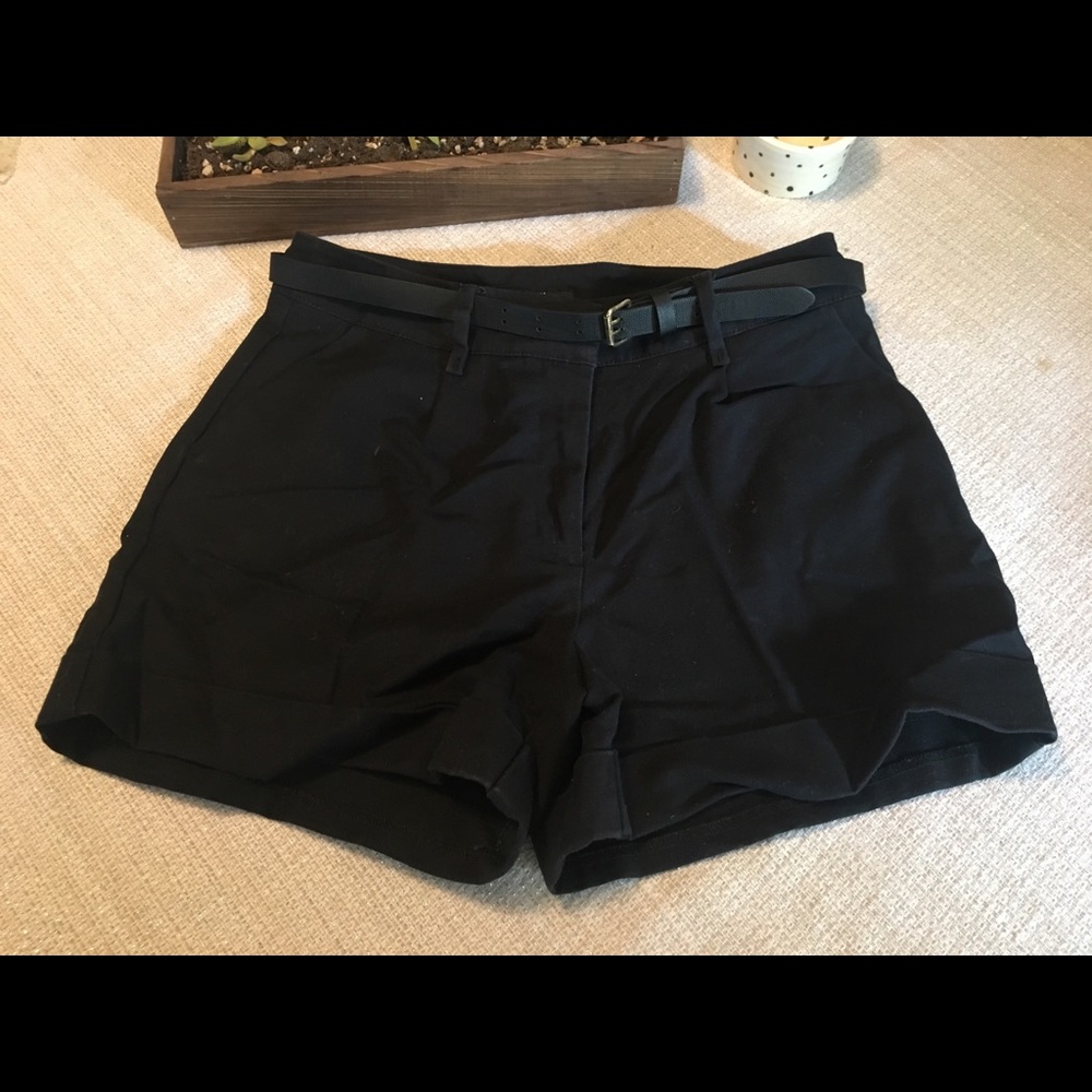 Belted high waisted dress shorts